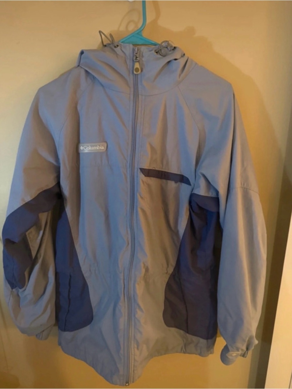 Columbia Light Blue and Navy Kids' Hooded Raincoat